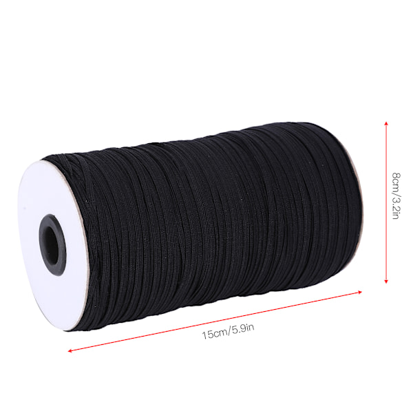 3mm 288yd Elastisk Snøre til Respirator Ørebind Syning Webbing Strækbar Mund-Dæmpning Fix Bånd Sort