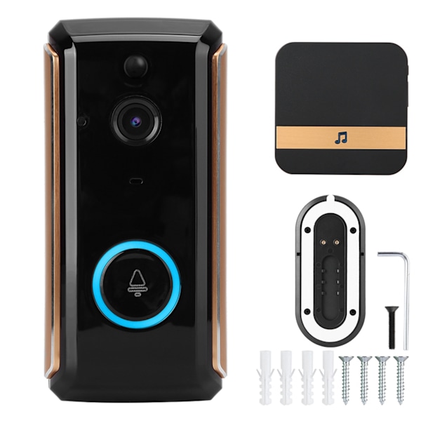 1080P HD Wifi Videodörrklocka PIR Telefonstyrning Intercom Smart Dörrklocka (1 Dingdong EU-kontakt)