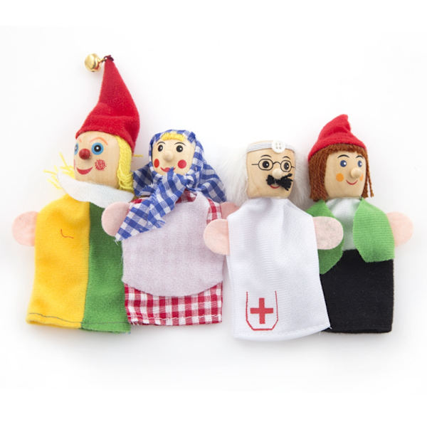 Färgglada Fingerdockor för Bebisar och Barn, Små Cartoon Dockor för Berättande och Utbildning (4 st/Set A)