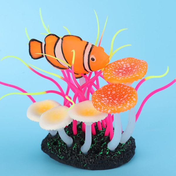 Kunstig Silikon Lysende Vandplanter Ornament til Akvarium Fisketank (rød)