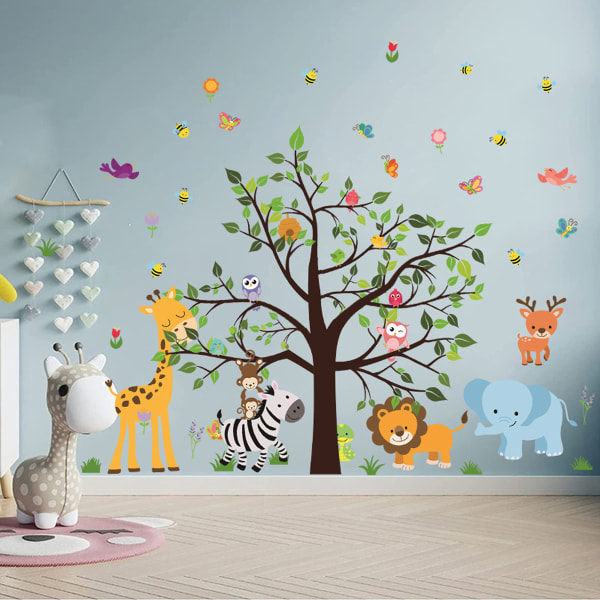 Woodland Animals Tree Wall Stickers Deer Owl Wall Decals Baby