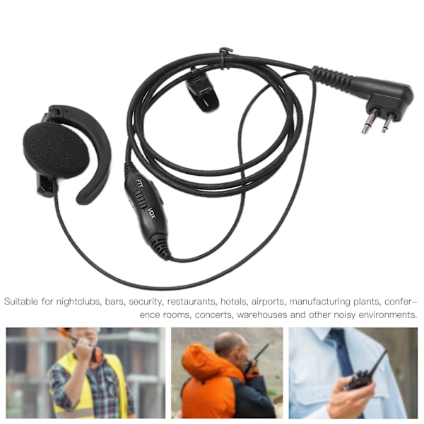Walkie Talkie -kuulokemikrofoni, 2-suuntainen radio, mustat kuulokkeet, universaali äänen vastaanottojärjestelmä