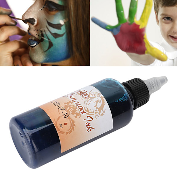 Kropssmaling Mat DIY Makeup Festival Midlertidig Tatovering Ansigtsmaling Blæk til Sceneoptræden 100ml Blå