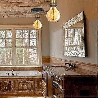 3x industriel loftlampe med E27 metal lampeholdere, Edison stil, antik messing