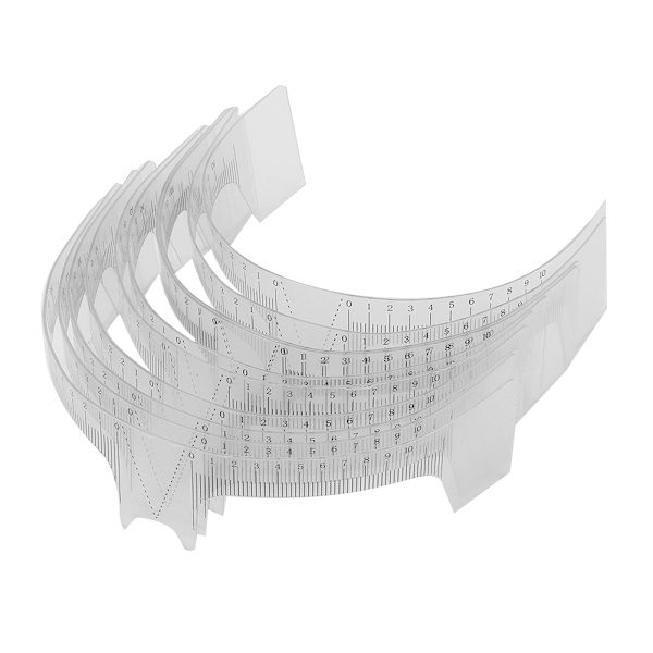 Elastisk PVC Øjenbryn Tattoo Lineal Lineal Øjenbryn Mål Form Skabelon Nummer 1