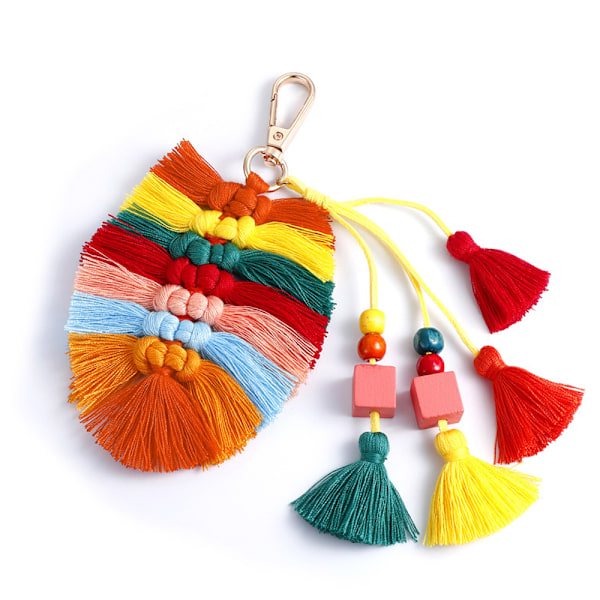 Färgglad tofsväska Charm för kvinnor, Layered Tassel Keychain Keyr Mixed color