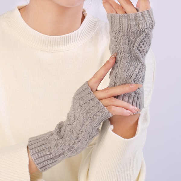 4 paria naisten talven lämpimät neulotut sormettomat hanskat Thumbhole Arm W