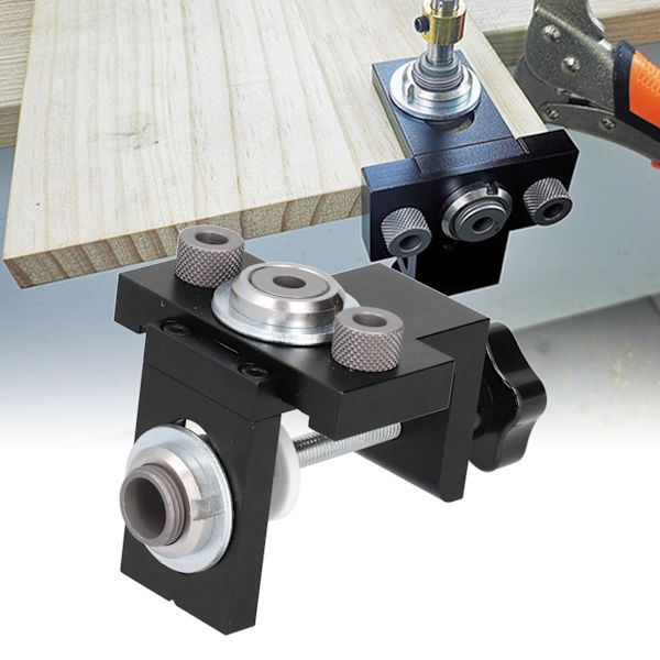 Hålborrningsguide Jig 3 i 1 Justerbar Träbearbetning Dowelling Borrningslokaliseringsset Kit för DIY