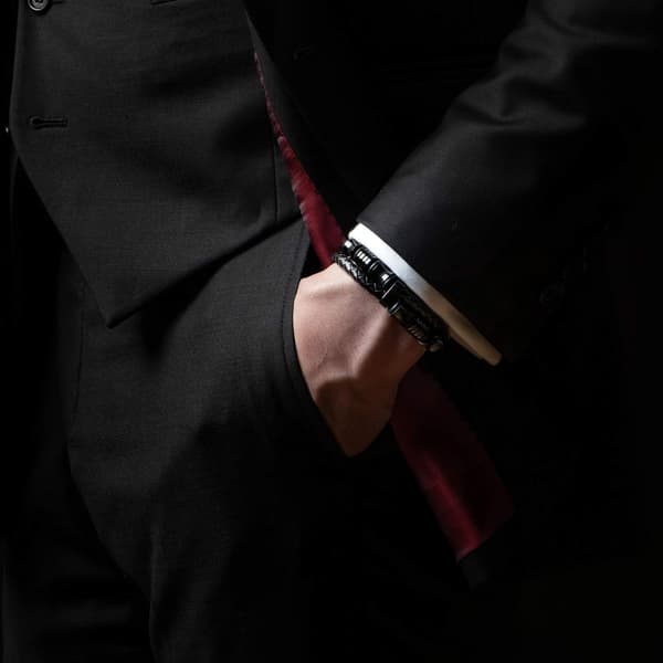 Læderarmbånd til Mænd Sort | Magnetisk Stållås
