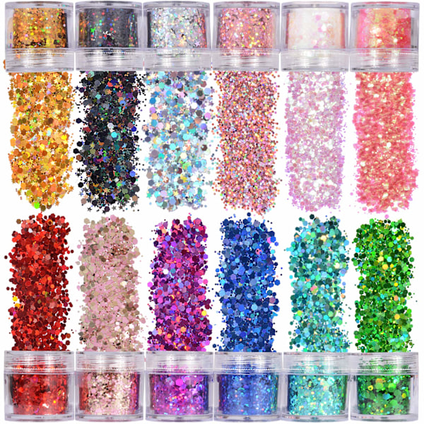 Holografiskt Glitter, Hexagon Paljetter för Kreativa Hartsprojekt, Icke-Toxiskt Kroppsglitter Lämpligt för Nagelkonst, Ansiktsglitter, Hårglitter och Mer