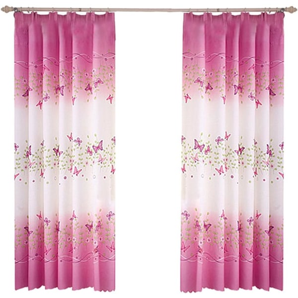 Chica blommiga fönsterdekorationer, fjärilstryckta gardiner, fräsch landskap & Ke Bridge-design för sovrum vardagsrumsinredning, hållbar hög kvalitet
