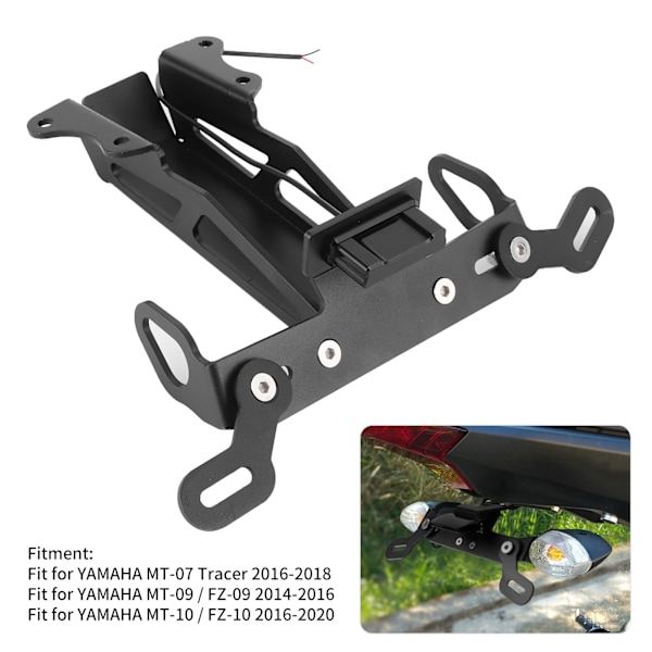 Fender Eliminator Nummerpladeholder med LED-lampe Passer til YAMAHA MT‑07 Tracer MT/FZ‑09 MT/FZ‑10 14‑20