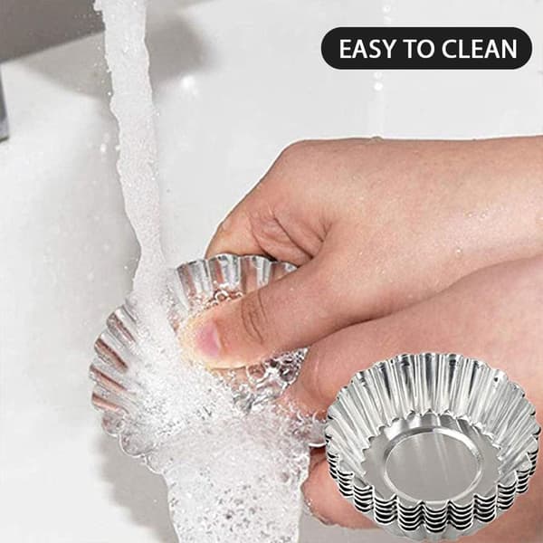 Mini Bakekopper for Eggterter, Gjenbrukbare Muffinsformer i Aluminium med Oppvaskmaskinsikker Overflate og Solid Konstruksjon, Non-Stick Terteformer for Cupcake Pudding