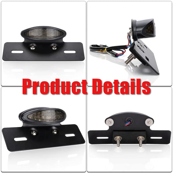 Motorcykel Baglygte Universal Retro LED Bremselys Nummerpladelys Indikatorlys (sort) smoked