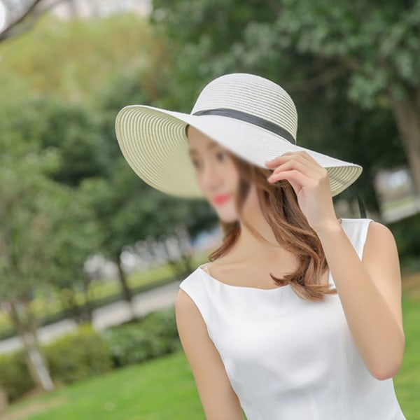 Knot stråhatt stor diskett hopfällbar strandhatt Sun beige