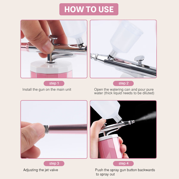 HY-1903 Airbrush Makeup Spray Handhållen Hushållsladdningsbar Airbrush-Set för Makeup 110-240VEU-kontakt