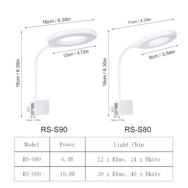 ABS Super Bright Round Akvaario LED Silmäsuoja Valo Kalatankki Clip Lamppu Valo EU Pistoke 220VRS-S90