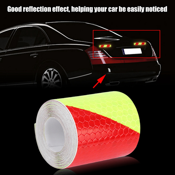 5cm * 3m Reflekterende Advarselstape Sticker Strip Dekal til Bil (Fluorescerende Rød)