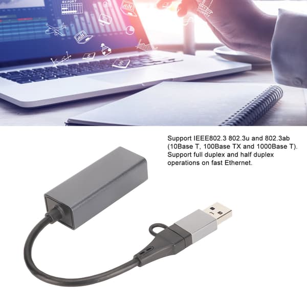 Hyper Speed USB 3.0-hubb för blixtsnabba dataöverföringar, Plug and Play Ethernet-adapter för sömlös anslutning
