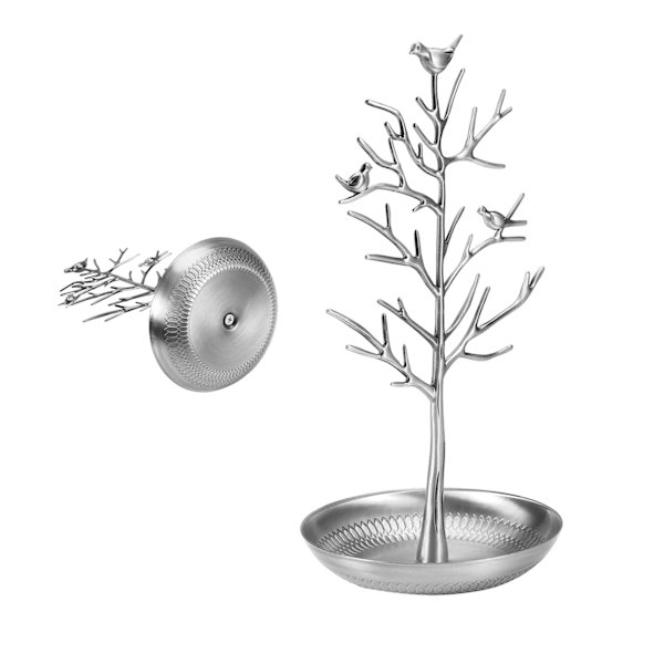 Metalliskt örhänge- och halsbandshållare, smyckesställ, prydnadsföremål, trädformad ställning (Silver)