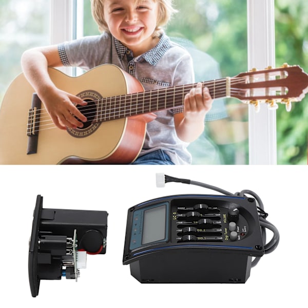 Akustisk Gitarr 5-bands EQ Equalizer Förkopplad Gitarrförförstärkare Piezo Pickup med Stämfunktion