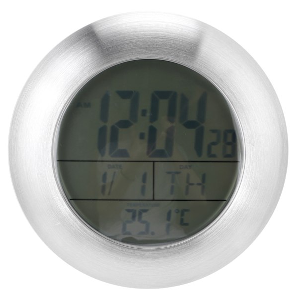 Duschväggklocka med nedräkningstimer, digital kökstimer, lämplig för badrumsspegel, kök och spa-område (LCD-touchskärm)