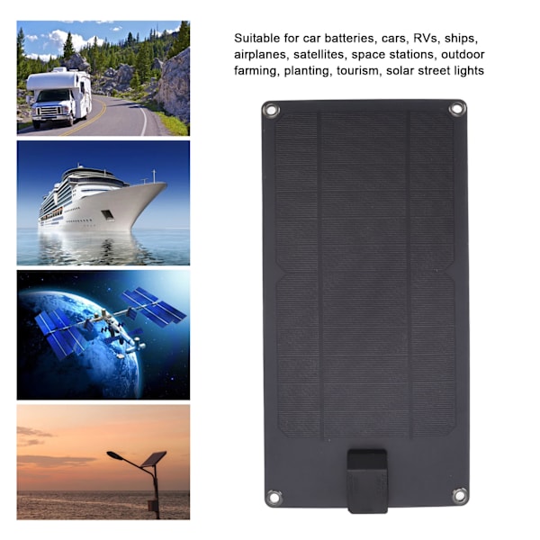 8W 5V Solpaneler USB-utgångsport Polysilicium Solladdare Power Bank Bärbar Solladdare för Flygplan Gatulampor