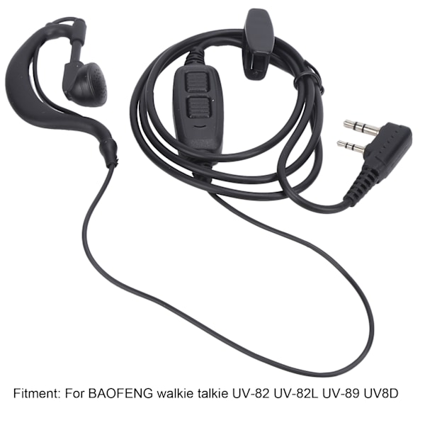 Walkie Talkie Øretelefon Dobbelt PTT Headset med Øreprop Hylste til BAOFENG UV‑82 UV‑82L UV‑89 UV8D