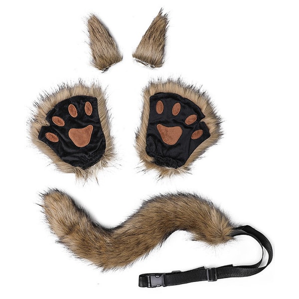 Wolf Fox Tail Clip korvat ja käsineet set Halloween Christmas Fancy