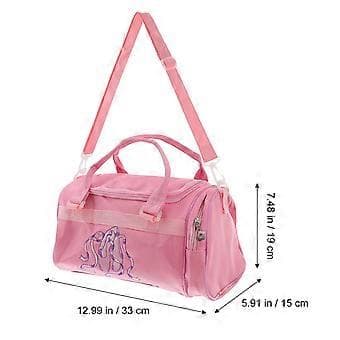 Balettväska för flickor, balettskor, dansväska med sidofack (Rosa)