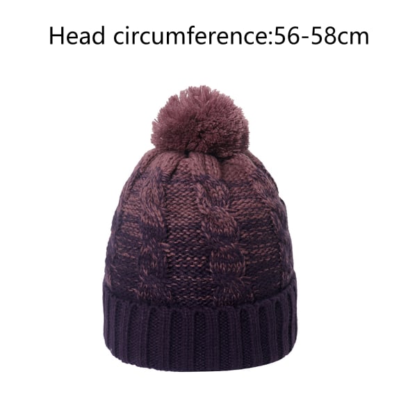 Vinter Beanie Blød Manchet Pom Pom Stribet Strik Hue Hovedbeklædning Ski Hat