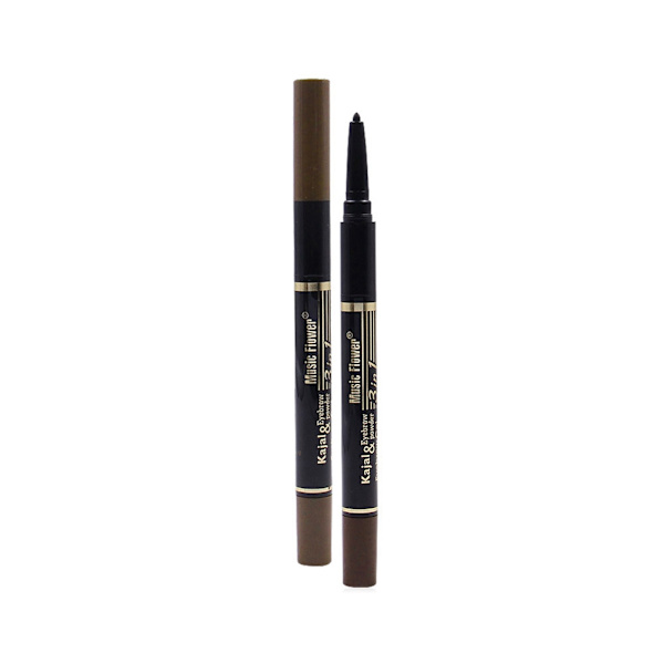3 i 1 Vandfast Øjenblyant & Øjenbrynpen Sort Brun Øjenmakeup Kosmetikværktøj 2#