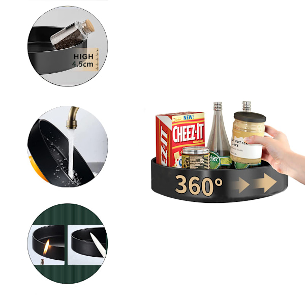 Lazy Susan Organizer, Mångsidig Organizer för Kök, Badrum, Hemmakontor, Tvättstuga, Garage, Hobbyrum (25 cm)