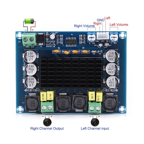 DC12-26V Højtydende 120W+120W Dobbeltkanals Stereo Digital Audio Forstærker