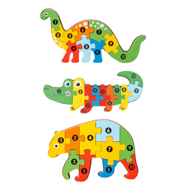 Toddler , 3 uppsättningar djurpussel, färgglatt trä