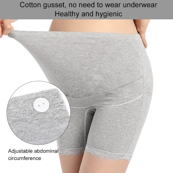 Gravida Högmidje Säkerhetsbyxor Mjuka Elastiska Justerbara Boyshorts Underkläder Grå XXL
