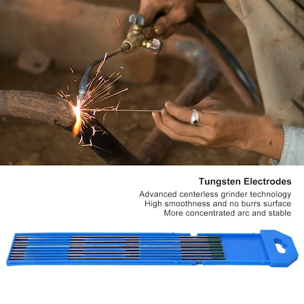 10 stk. Wolfram-elektroder TIG-svejsning Argon Arc Ren Nåle Grøn Hoved WP 1,6 mm x 150 mm