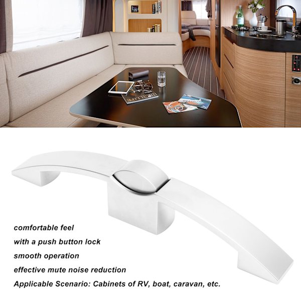 5 Sett Skapslåshåndtak Buet Trykknapp Trekkhåndtak Høy Styrke for Bobil Yacht Caravan
