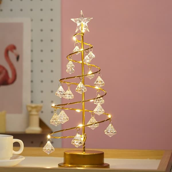 Juletrelampe, Krystallspiraljuletre med glitrende stjerne, for julebordsdekorasjon