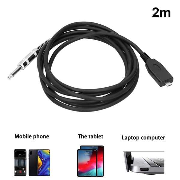 Elektrisk Gitarkabel TYPEC til 6,35 mm USB 2.0 Opptaksgitar Instrumentkabel (2 meter)