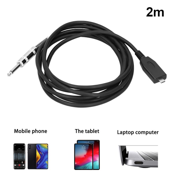 Elektrisk Gitarrkabel TYPEC till 6,35 mm USB 2.0 Inspelningsgitarr Instrumentkabel (2 meter)
