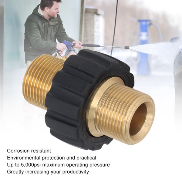 Trykvaske Adapter Pistol Slangekobling 5000PSI Vaskemaskine Reservedele Han M22 Til Han M22 (Indre Hul 14mm)