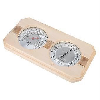 Træ Dobbelt Ur Display Sauna Rum Termometer Hygrometer Træpanel
