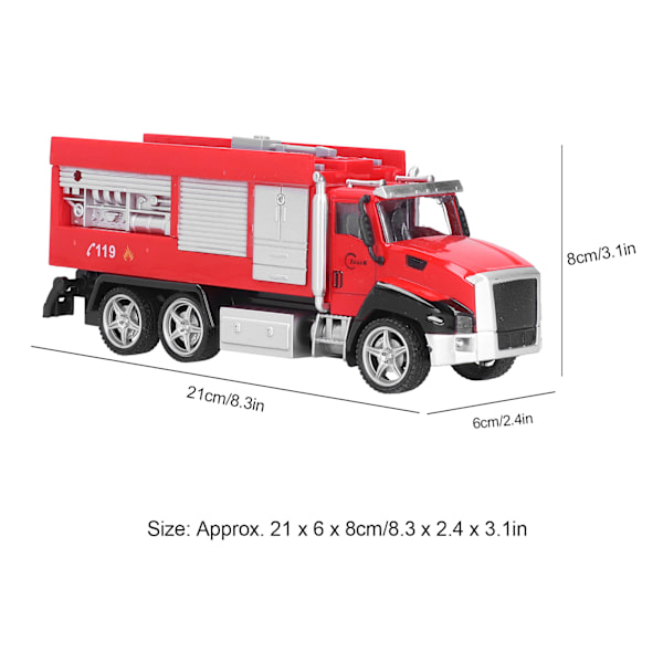 1:42 Legetøjsbil Amerikansk Brandbil Model Simuleringslegetøj af Metal Træk Tilbage Model#3