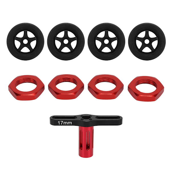 4st RC Däck 17mm Hex Plastfälgar Gummidäck Set 5-Ekrar RC Hjul för ARRMA INFRACTION V2 FELONY EX 07 1/7 RC Bil Svart