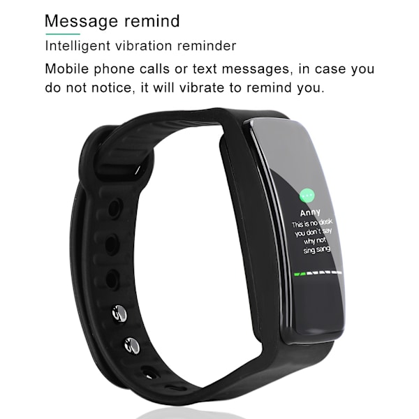 Hjertefrekvens Blodtryksmåler IP67 Vandafvisende Intelligent Ur Smart Armbånd (Sort)