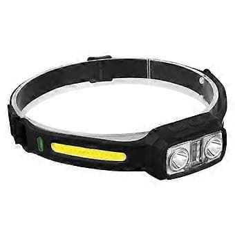 Hodelykt COB LED Oppladbar Frontlykt Lommelykt Arbeidslys Bar Hodebånd USB