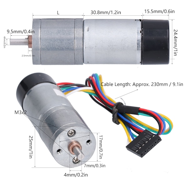 DC Girkasse Motor med Encoder Hastighetsmåling Signal Tilbakemelding Smart Bil Dedikert JGA25‑371DC12V 1360RPM