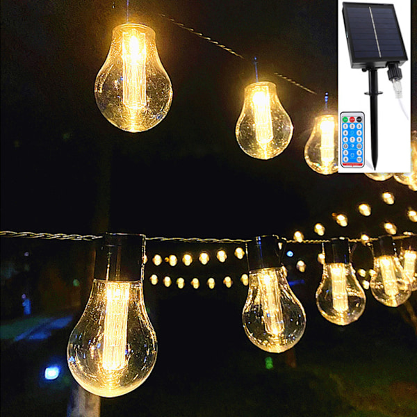 Eleganta solcellsslingor för utomhusdekorationer, vattentät utomhusbelysning, 8 m längd med 20 LED-lampor, solcellsdriven, lång livslängd, året runt