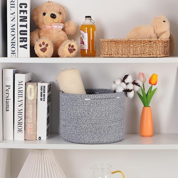 Liten oppbevaringskurv for organisering av kubehyller, oppbevaringskurver til skap Grey and white mixture